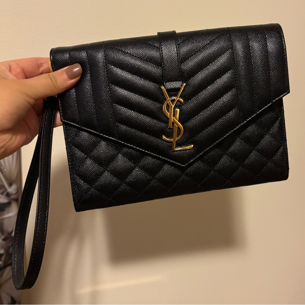 YSL Black Quilted Clutch